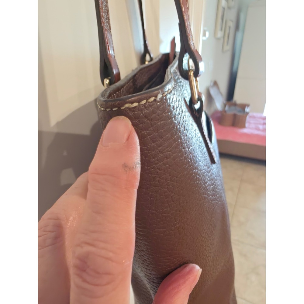 Dooney & Bourke Pebble Grain Leather Tote Bag Brown Shoulder Bag Zip Top - Picture 8 of 12